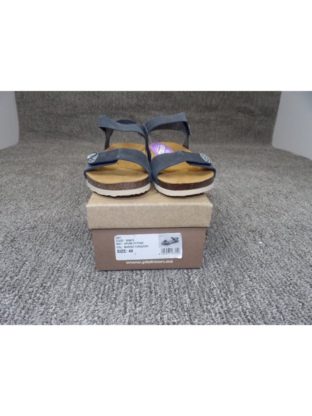 Plakton Women's APURE PYTONE Sandals Size EU 40 US 9 Navy Blue Comfort Ankle